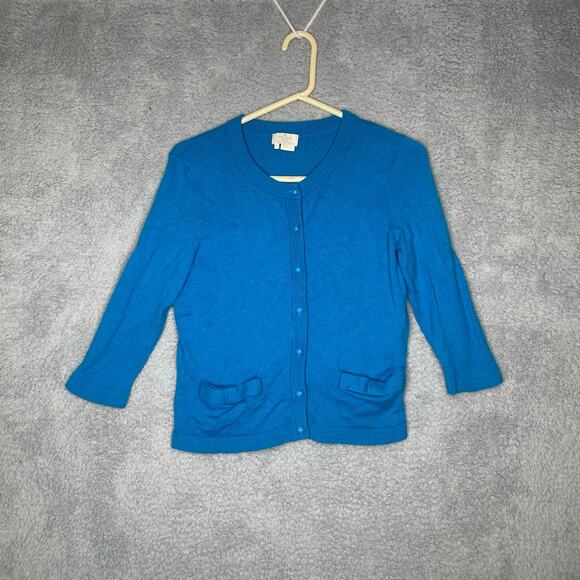 kate spade Jackets & Blazers - Kate Spade blue cardigan button up wool cashmere blend bow pockets classy M